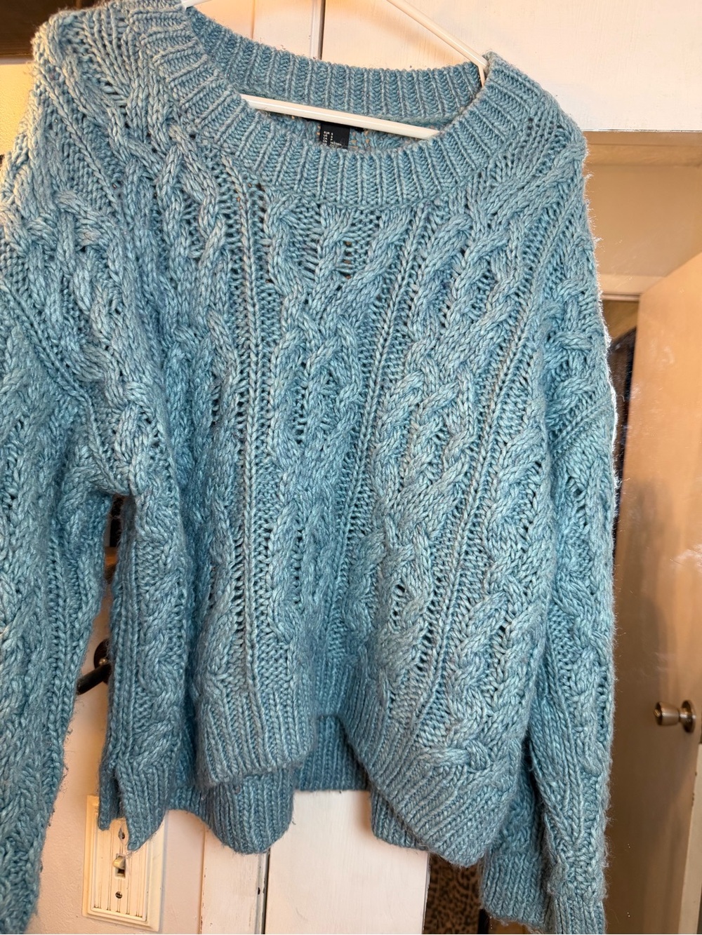 H&M Light Blue Cable Knit Crewneck Sweater